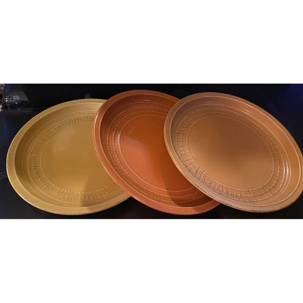 Vintage‎ Set of 3 Gibson Everyday Multi Color Dinner Plates! 10.5" Diameter!